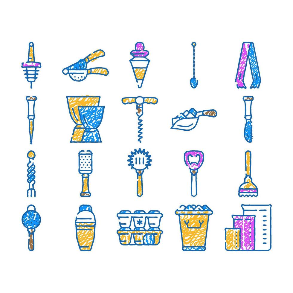 bartender accessory icon hand drawn vector