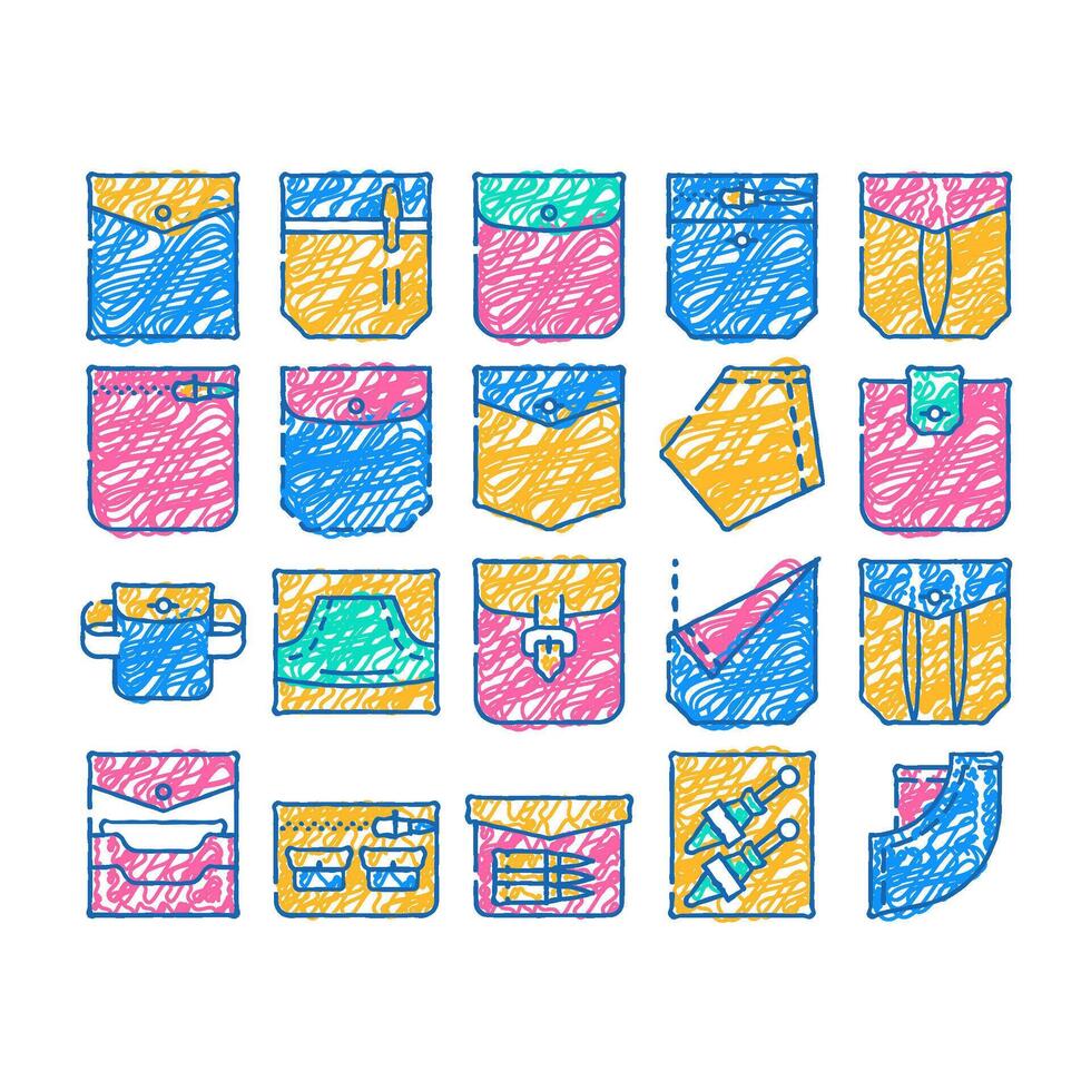 patch pocket clothes icon hand drawn vector