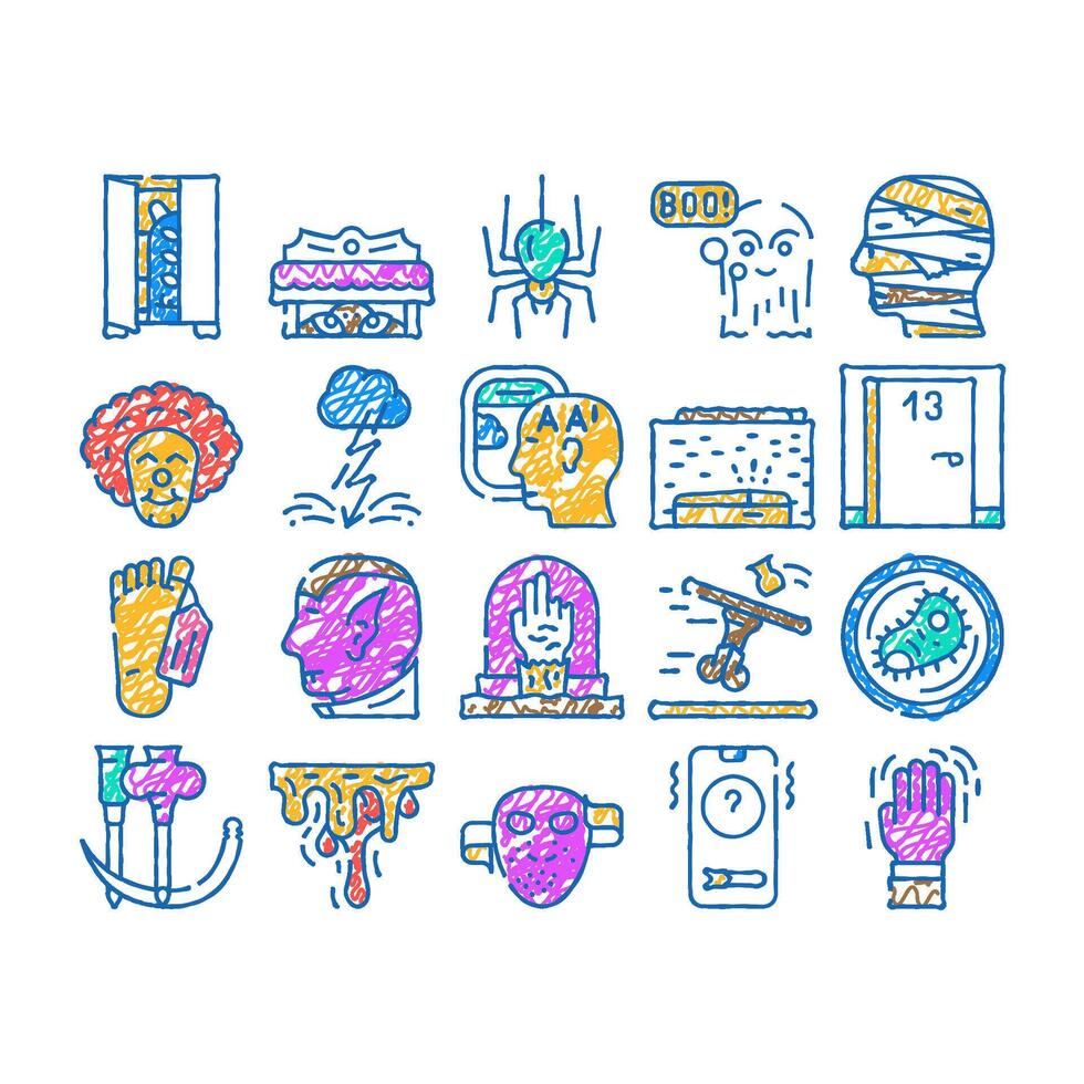 fear phobia problem icon hand drawn vector