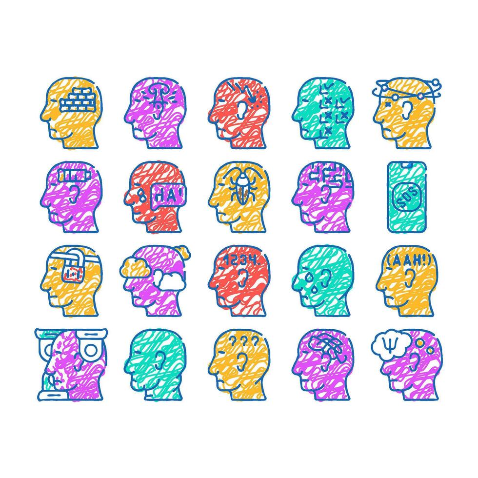 neurosis brain problem icon hand drawn vector