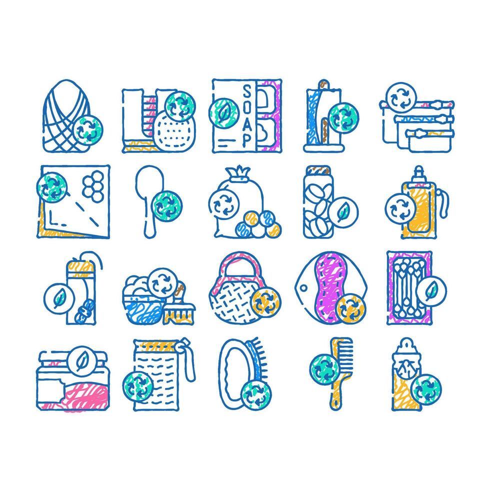zero waste products icon hand drawn vector
