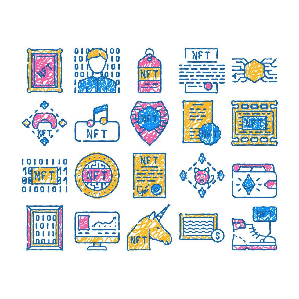 nft digital technology icon hand drawn vector