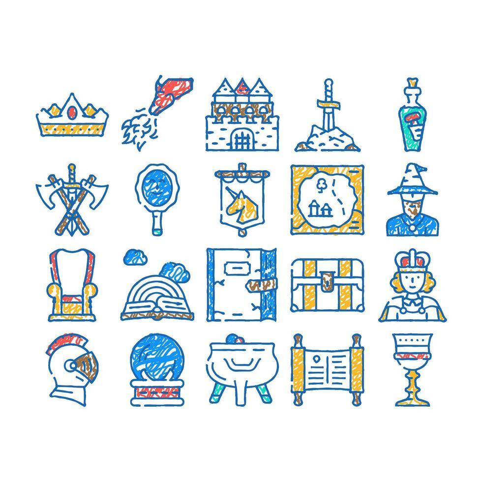 fairy tale story medieval book icon hand drawn vector