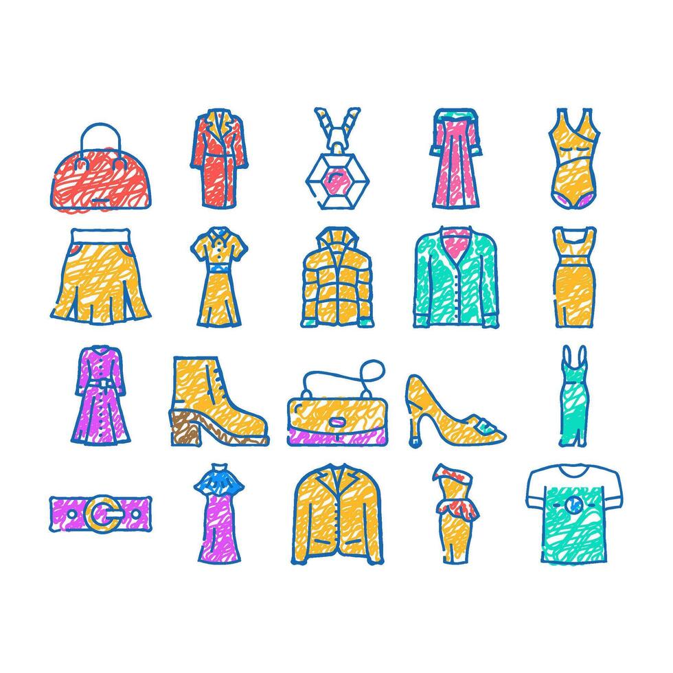 fashion store garment and shoes icon hand drawn vector
