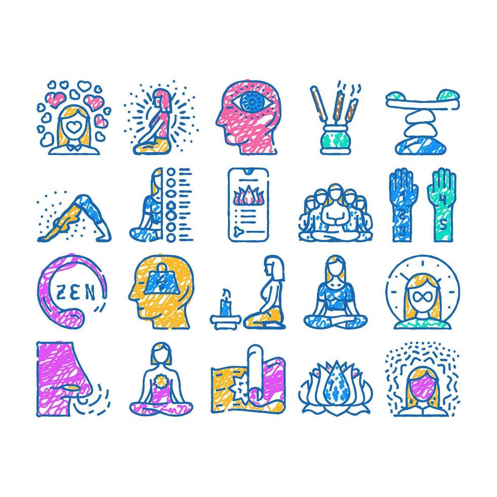 meditation wellness occupation icon hand drawn vector