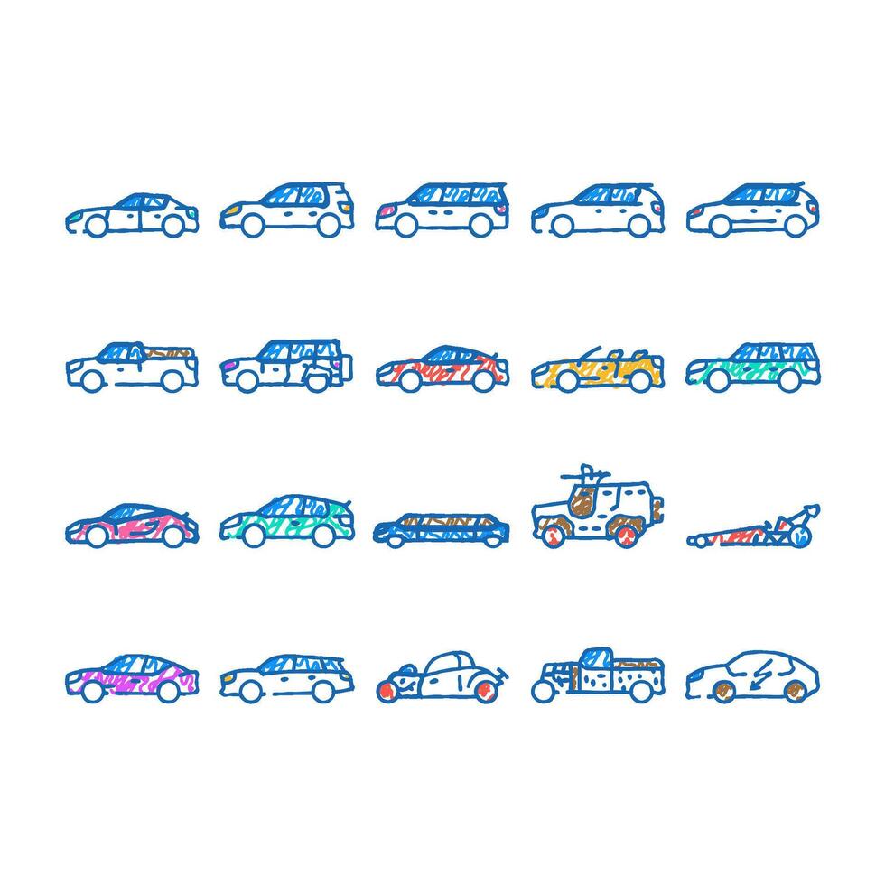 car transport different body type icon hand drawn vector