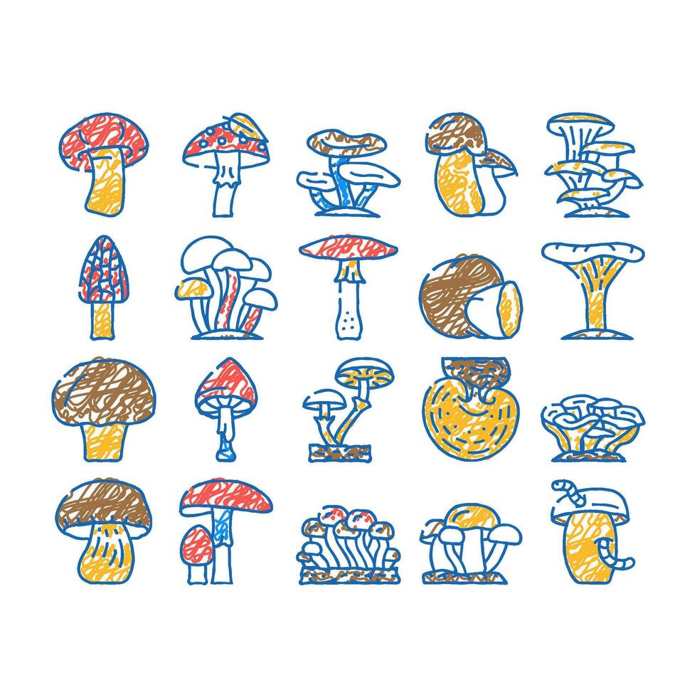 mushroom vegetable and fungus icon hand drawn vector