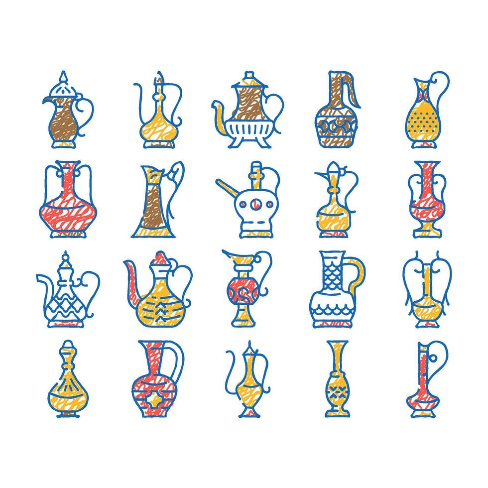 arabic jug traditional container icon hand drawn vector