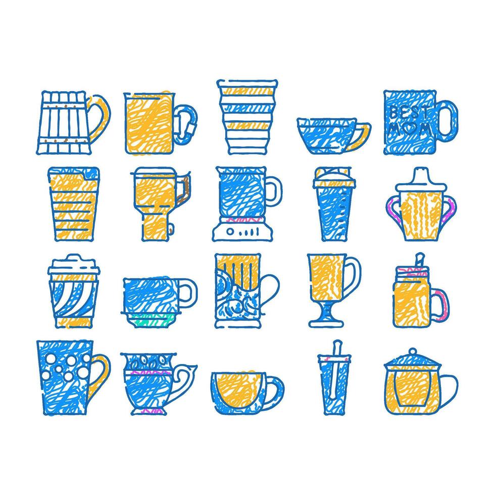 cup utensil for drinking beverage icon hand drawn vector