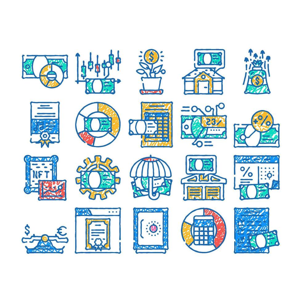 asset management digital business icon hand drawn vector