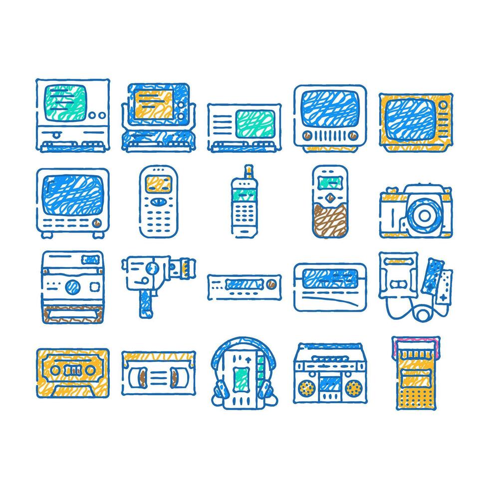 retro gadget vintage techology icon hand drawn vector