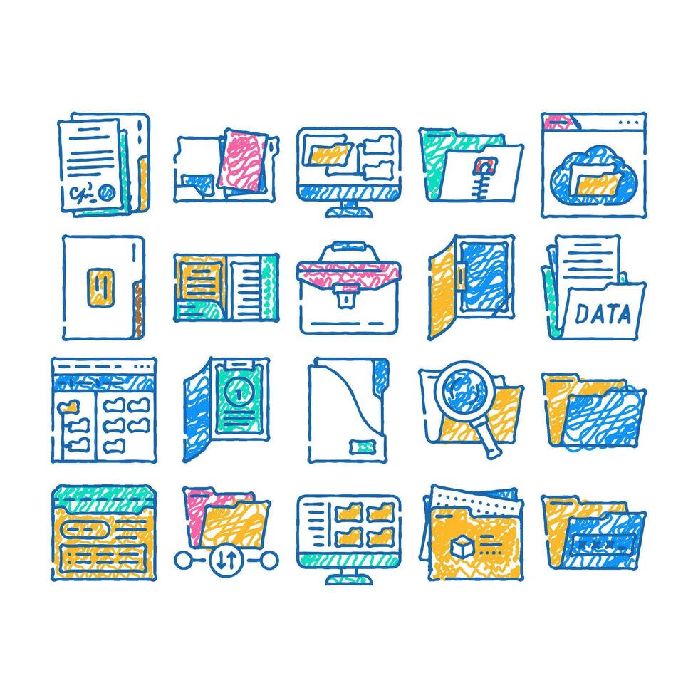 folder document business file icon hand drawn vector