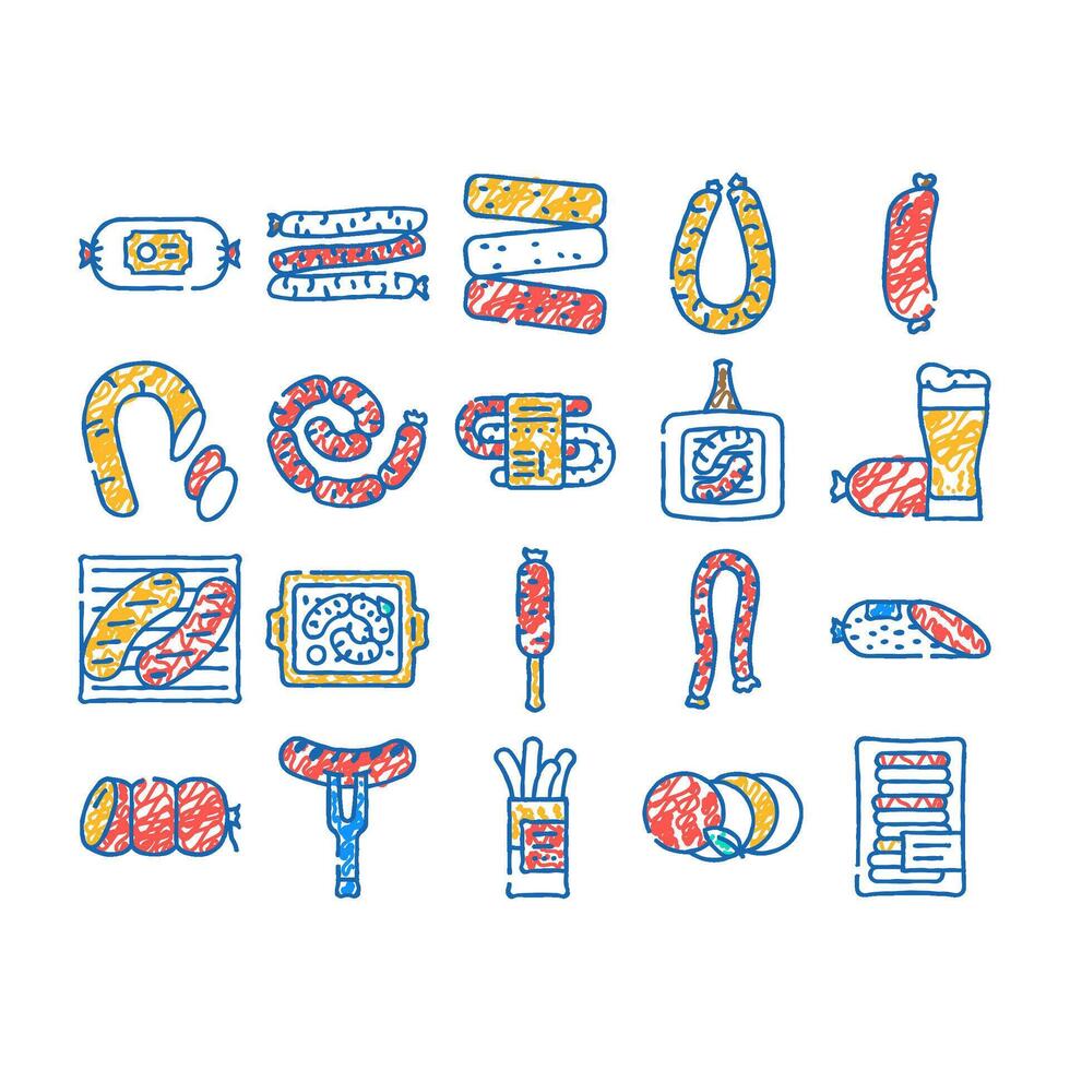 sausage meat pork icon hand drawn vector