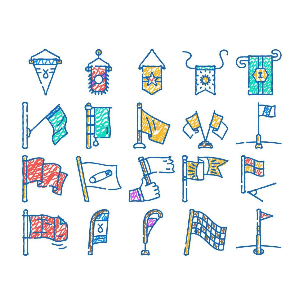 flag start web pennant map icon hand drawn vector