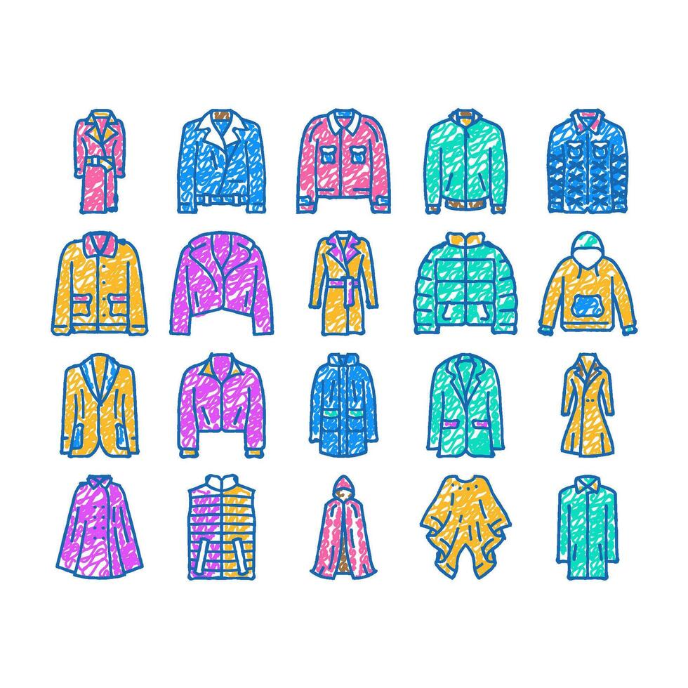 outerwear female clothes girl icon hand drawn vector