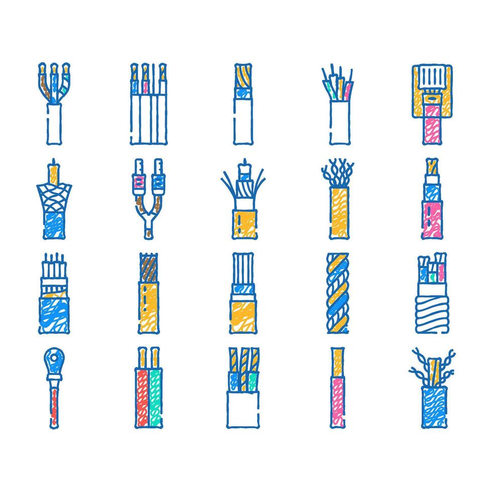 wire cable cord icon hand drawn vector
