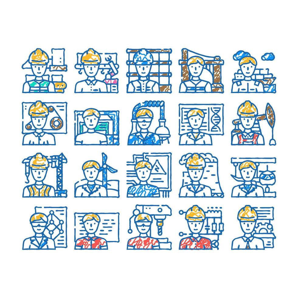 engineer worker man construction icon hand drawn vector