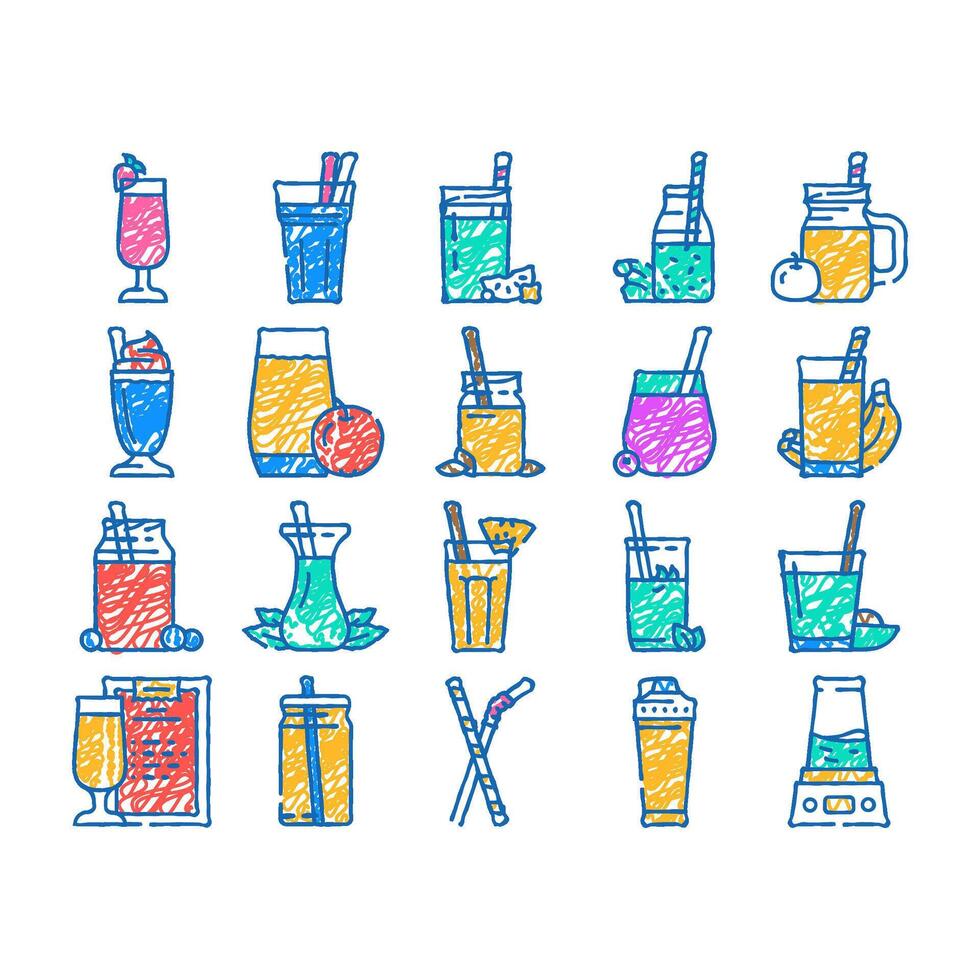 smoothie fruit juice drink icon hand drawn vector