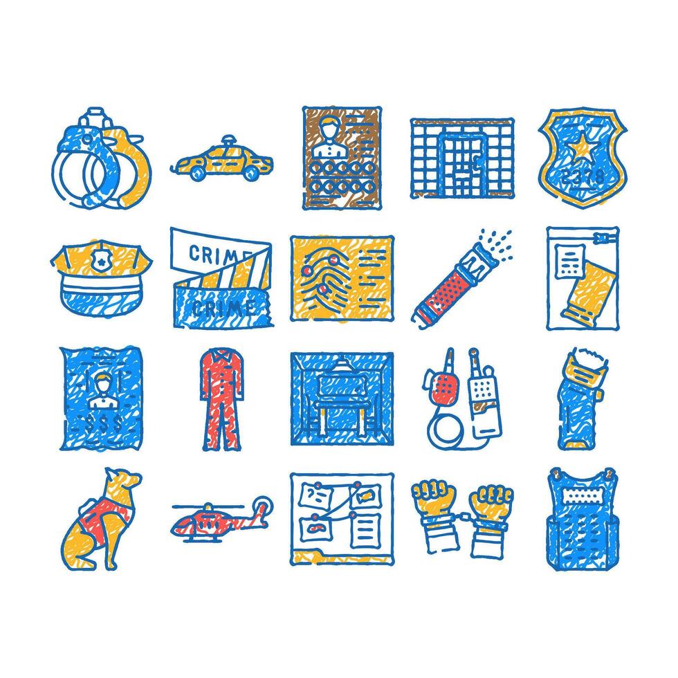 crime scene police criminal icon hand drawn vector