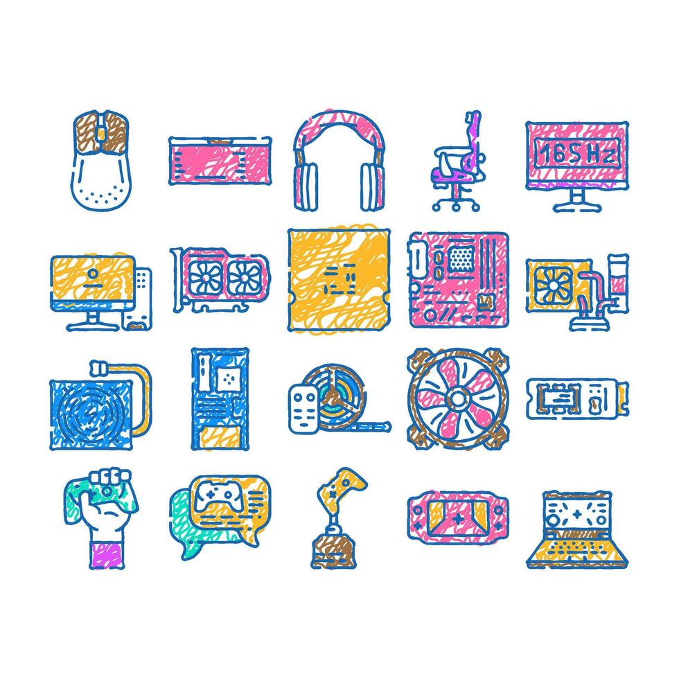 game pc computer gaming icon hand drawn vector