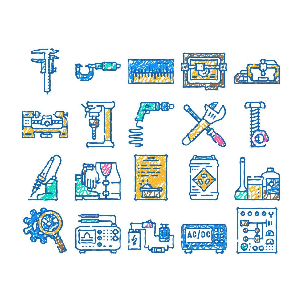 engineering tool work equipment icon hand drawn vector