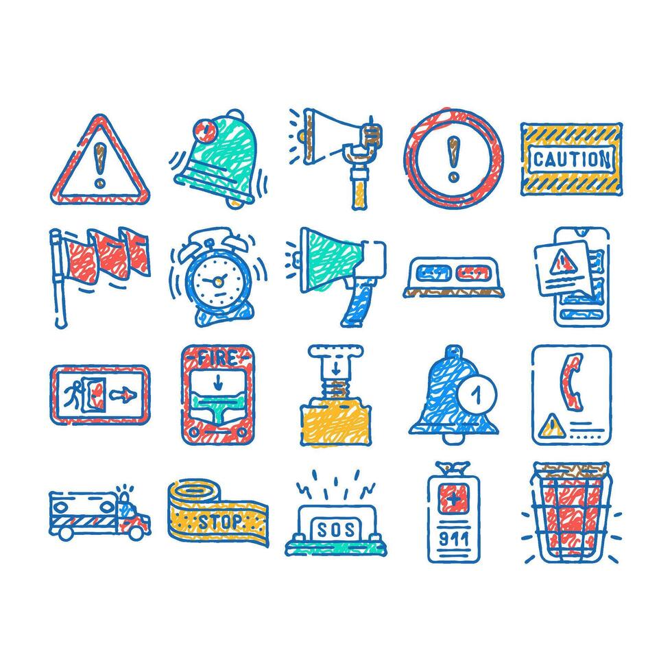 alert caution error danger icon hand drawn vector