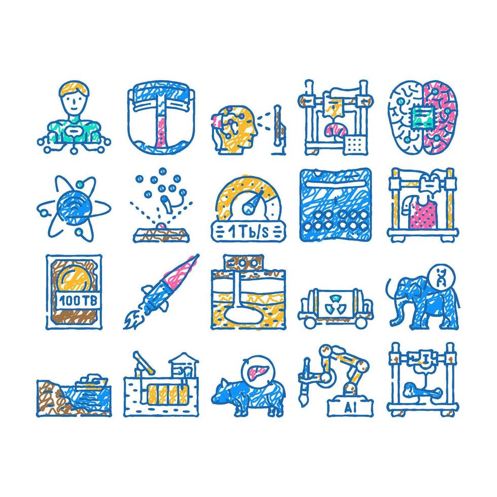 future technology digital data icon hand drawn vector