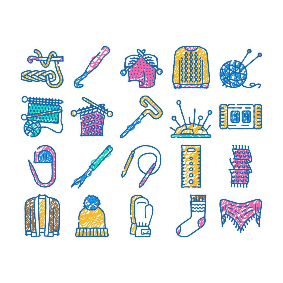 knitting wool textile knit icon hand drawn vector