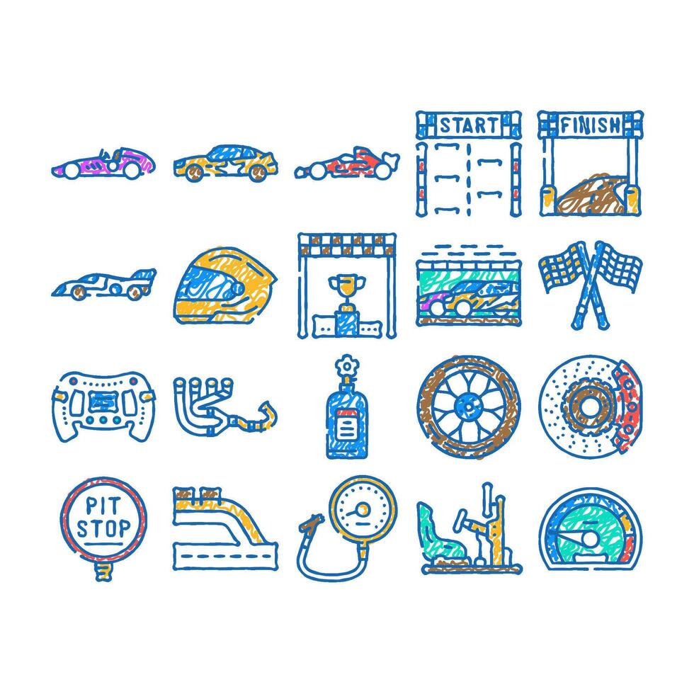 car speed auto race icon hand drawn vector