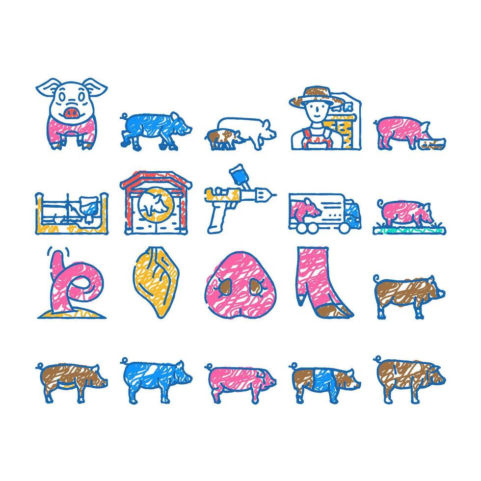 pig pork farm icon hand drawn vector