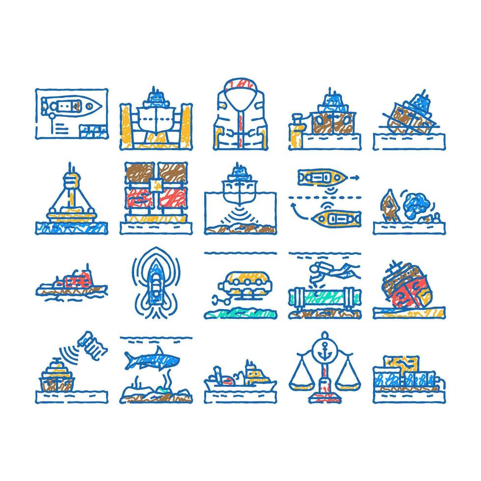 marine engineering ship icon hand drawn vector