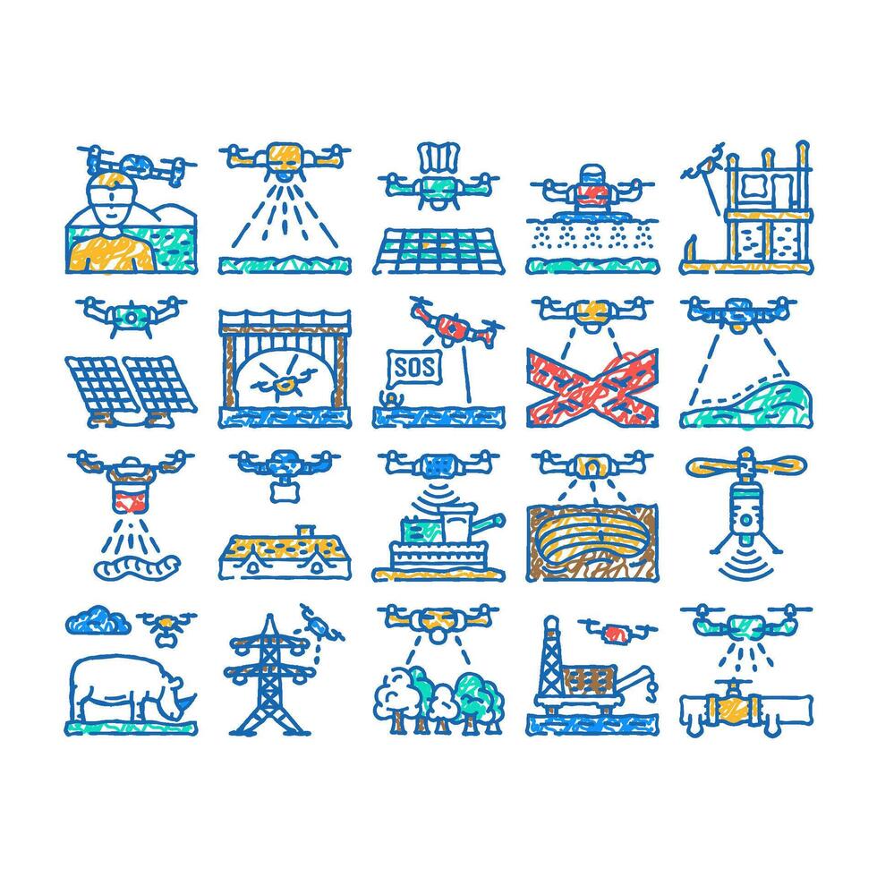 drone use technology icon hand drawn vector