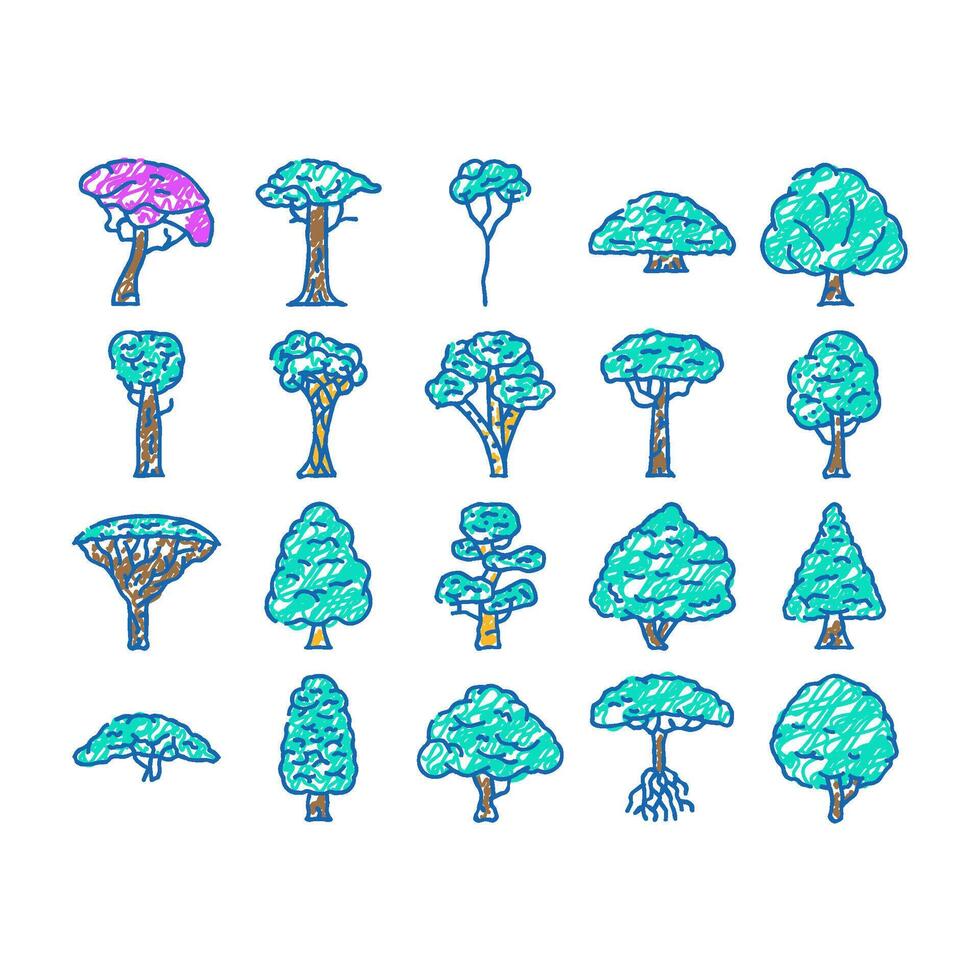 rainforest tree forest green icon hand drawn vector