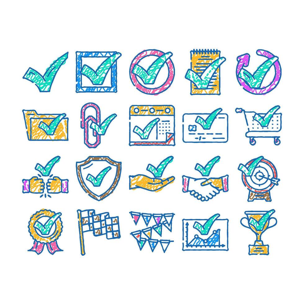 check mark yes correct icon hand drawn vector