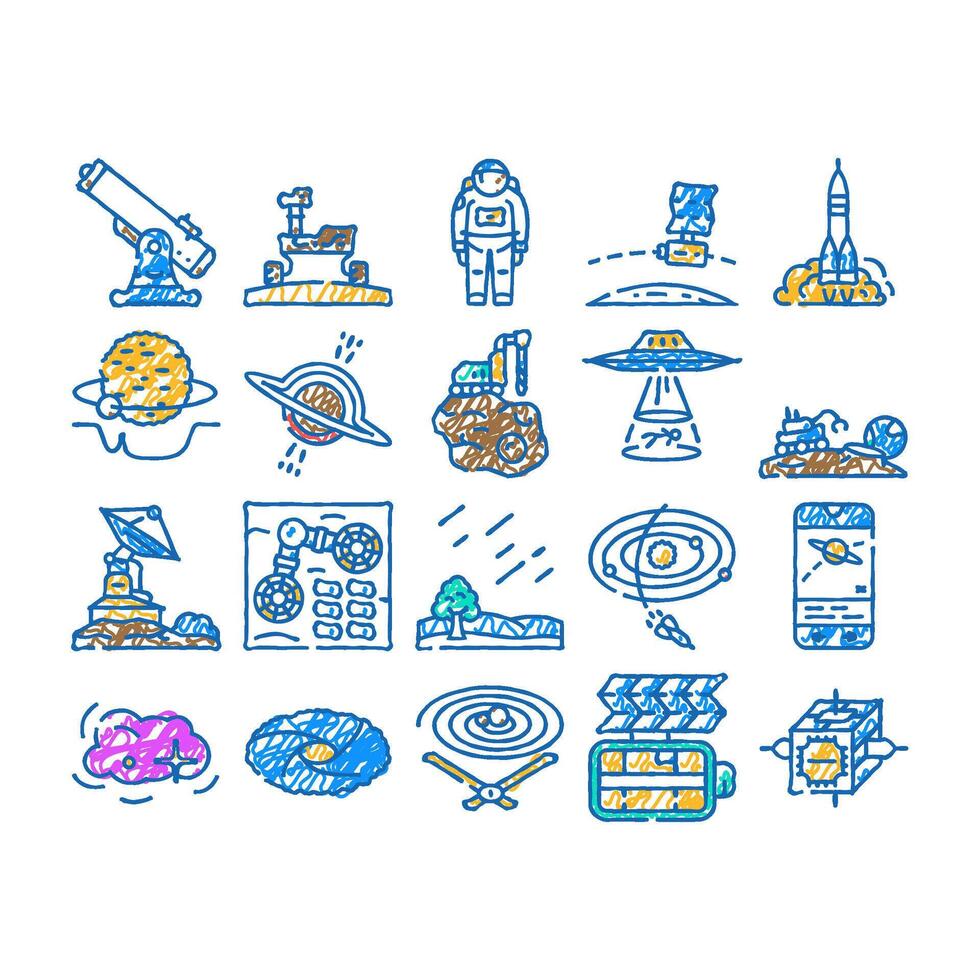 space exploration planet icon hand drawn vector