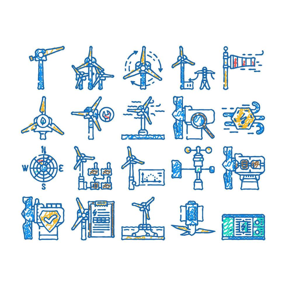 wind energy power turbine icon hand drawn vector
