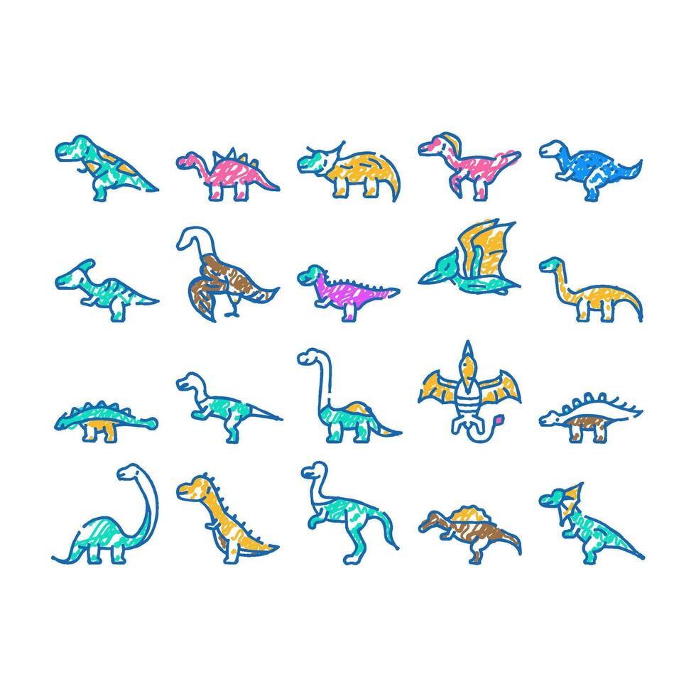 dinosaur character jurassic cute icon hand drawn vector