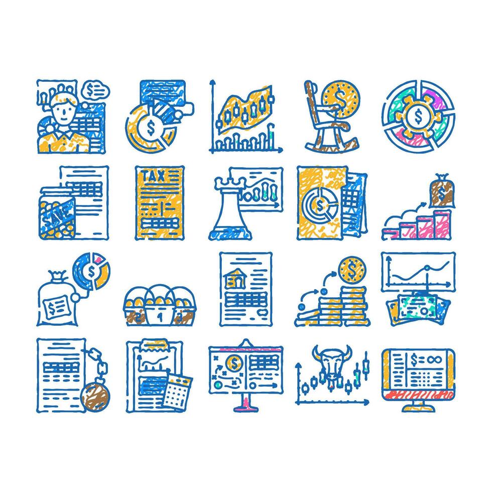 financial advisor consult real icon hand drawn vector