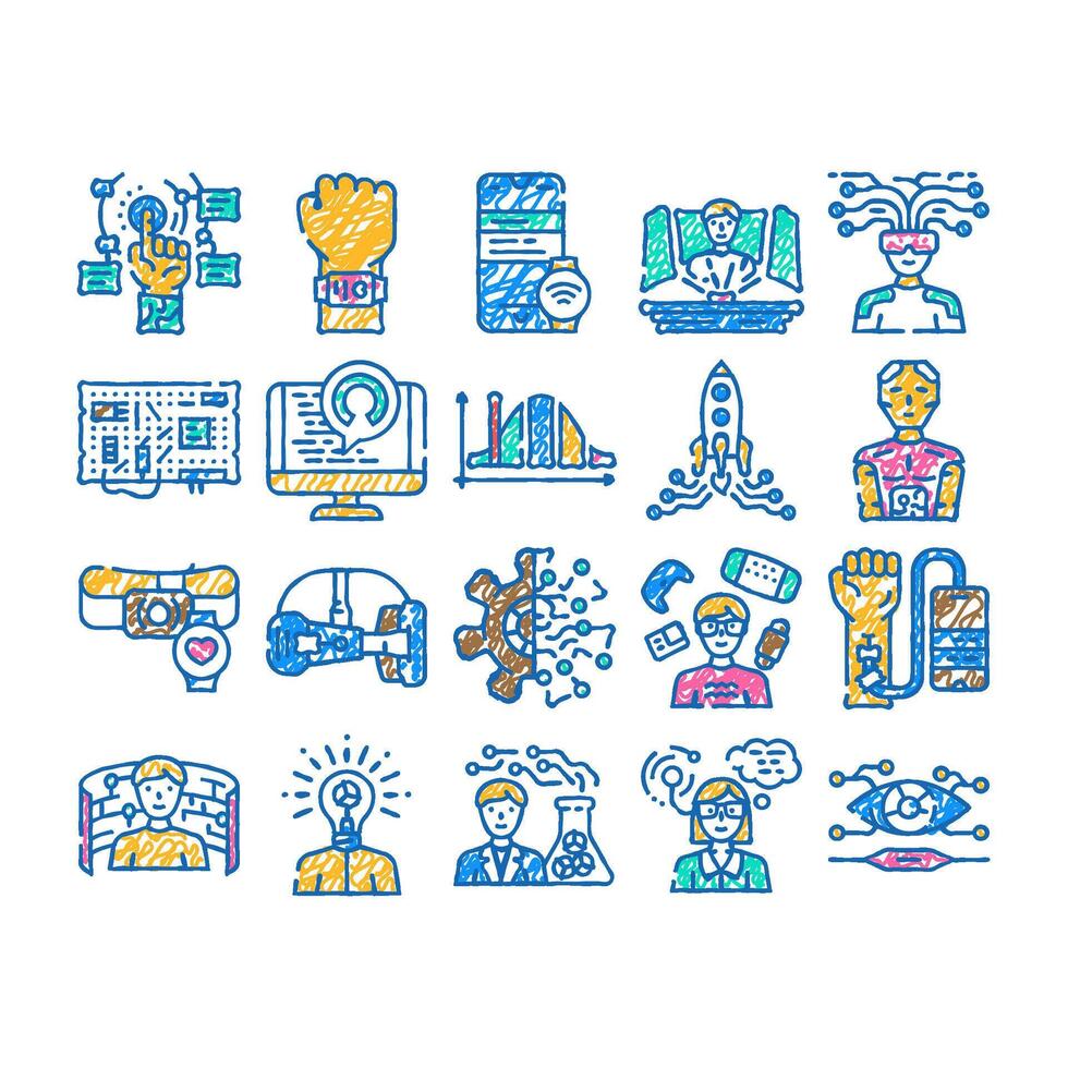 tech enthusiast reality virtual icon hand drawn vector