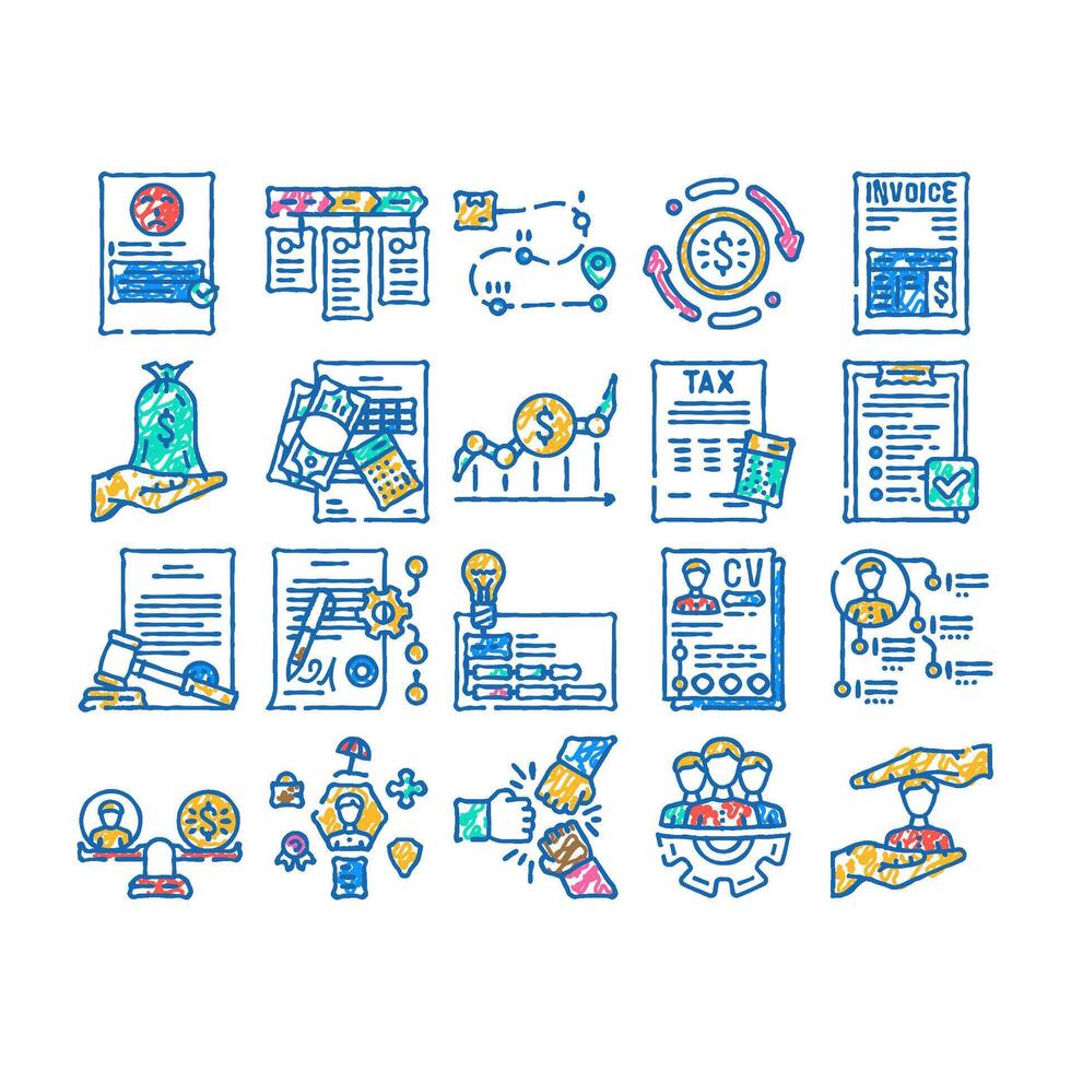 business process technology icon hand drawn vector