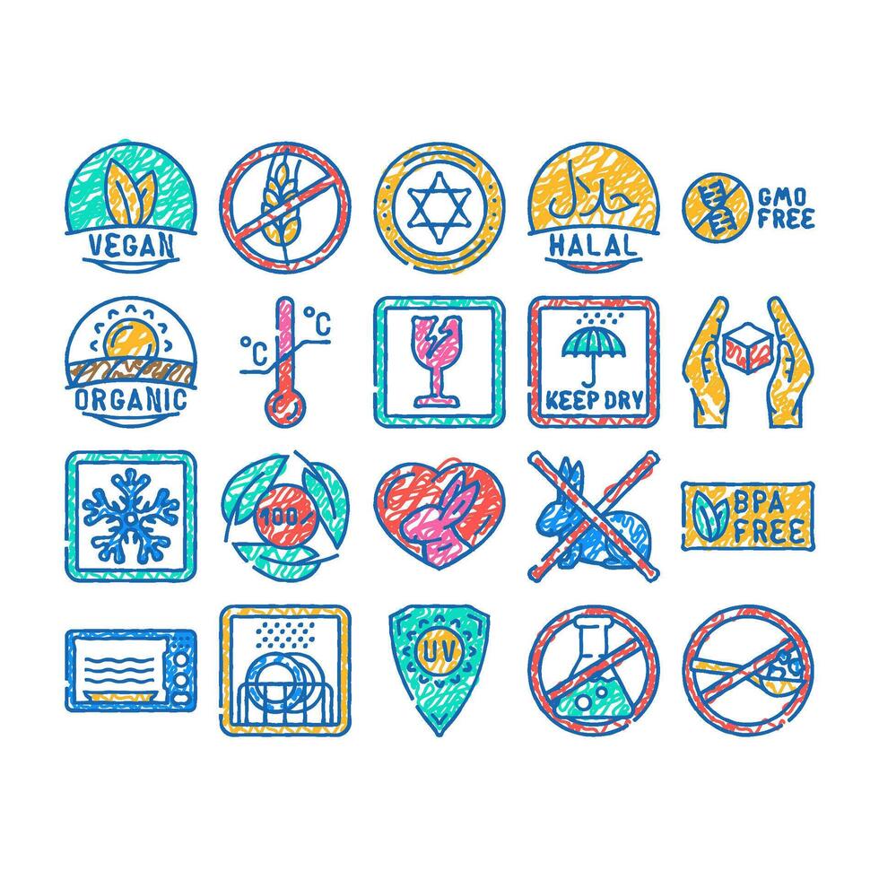 product caution label warning icon hand drawn vector