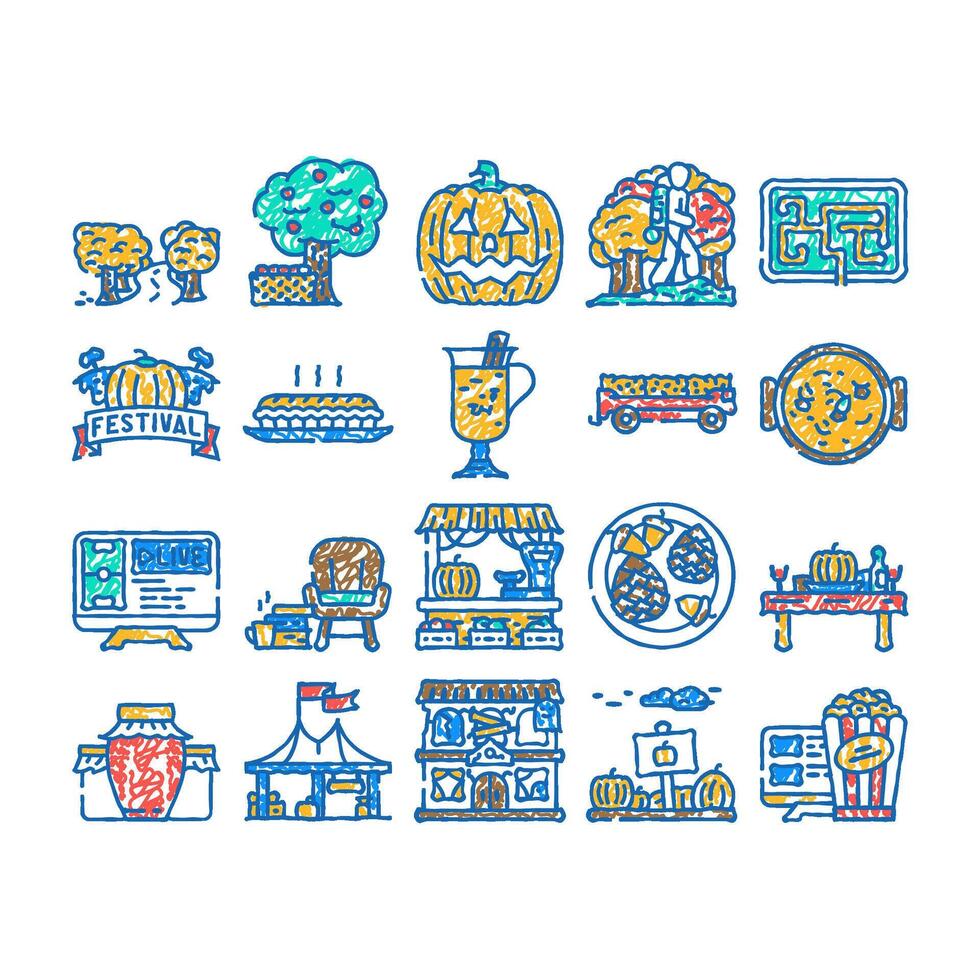 autumn spend time forest icon hand drawn vector