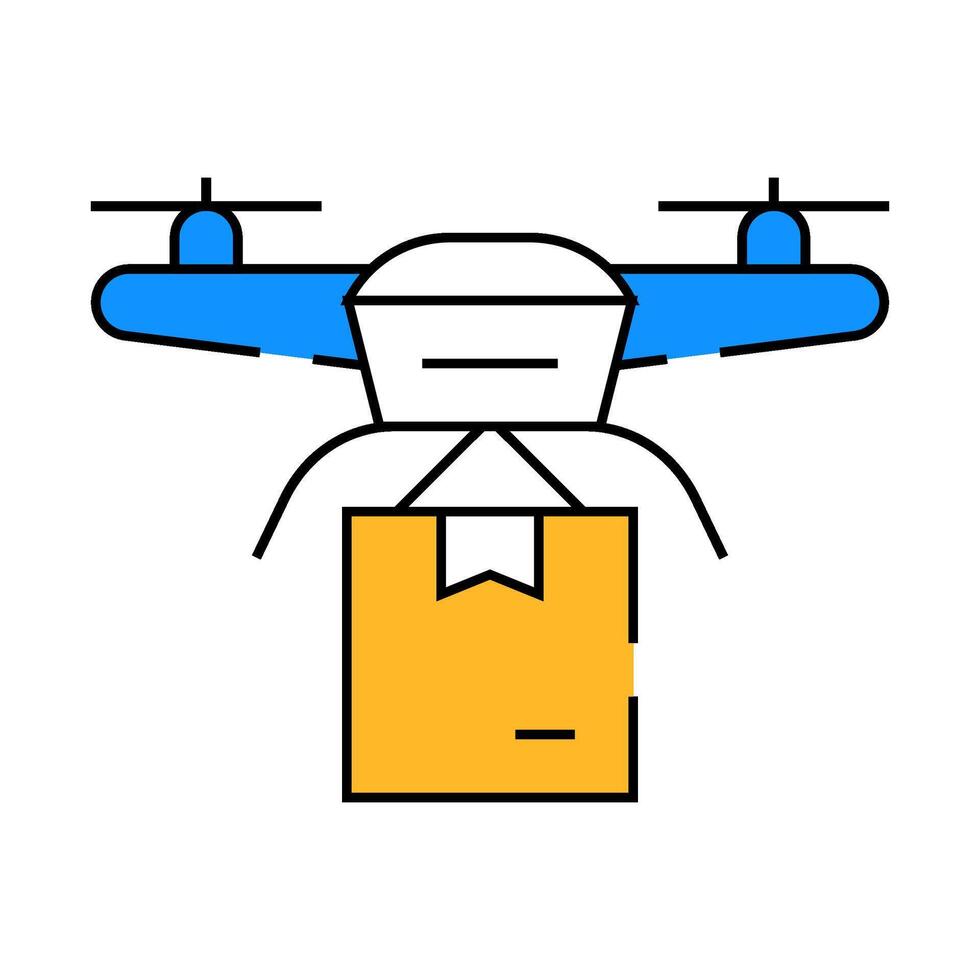 drone delivering icon color illustration vector
