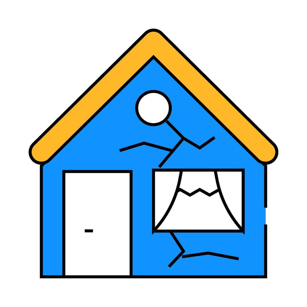 broken damaged house icon color illustration vector