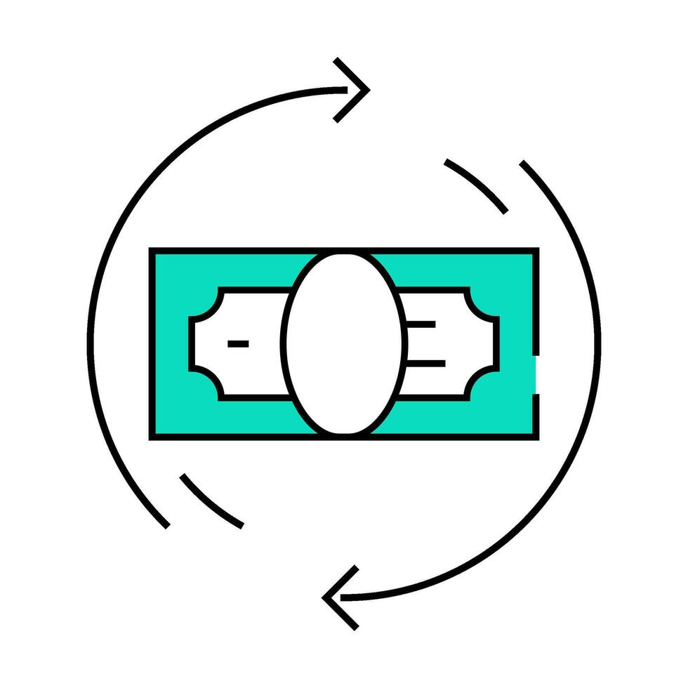 money banknote circle arrows icon color illustration vector