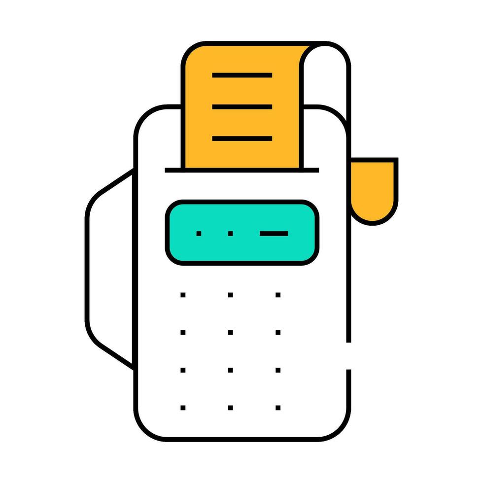 cash register with receipt icon color illustration vector