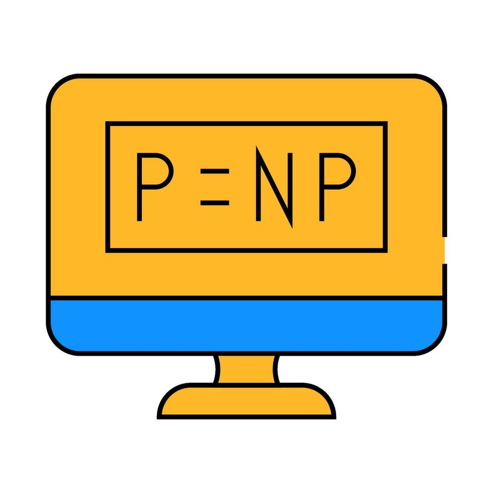 P vs NP unsolved problem in computer science icon color illustration vector