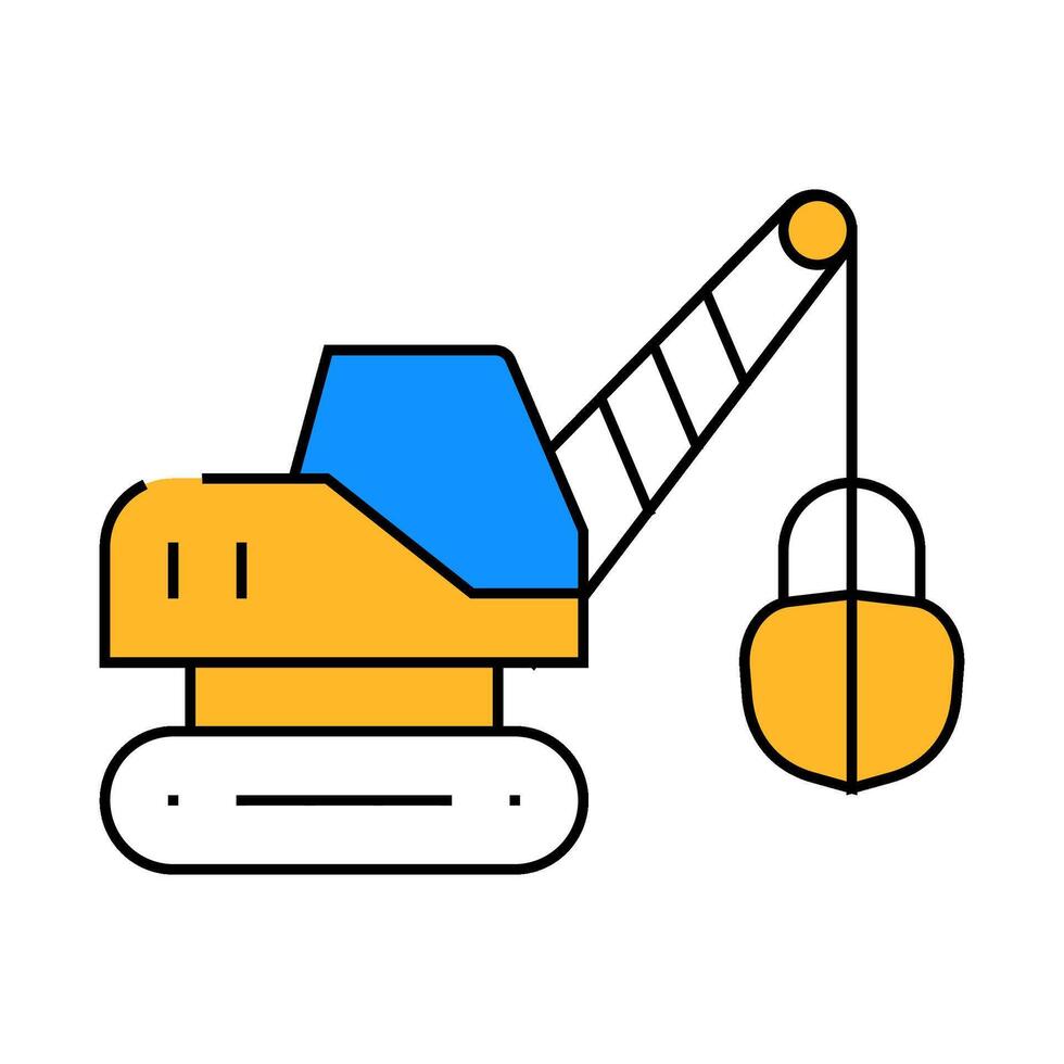 tractor excavator icon color illustration vector