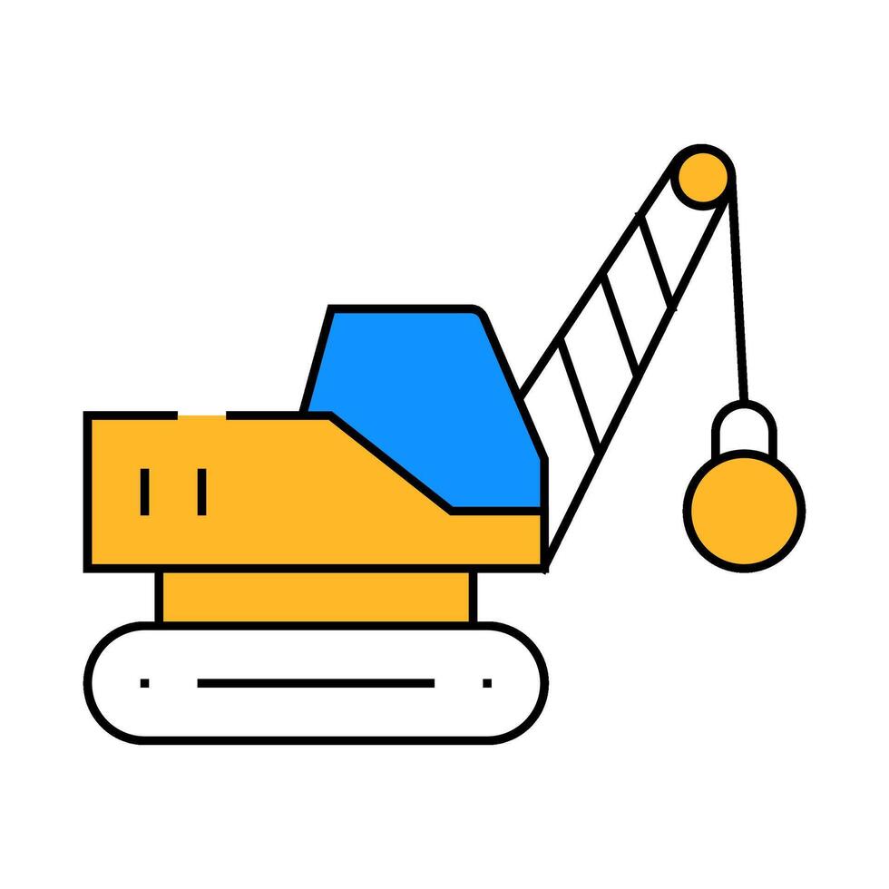 demolition crane icon color illustration vector