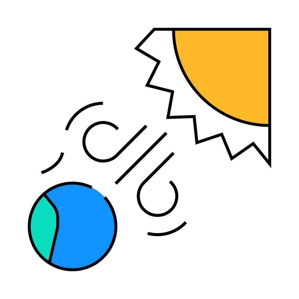 solar influence on earth icon color illustration vector